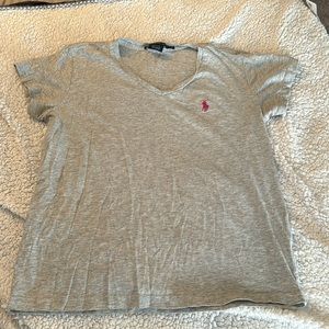Ralph Lauren Size S T-shirt - Grey with pink polo - Lightly used